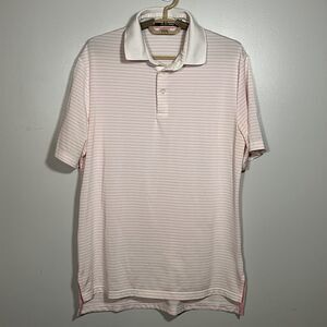 RLX Ralph Lauren Mens Polo Shirt Pink Stripes Golf Performance Activewear